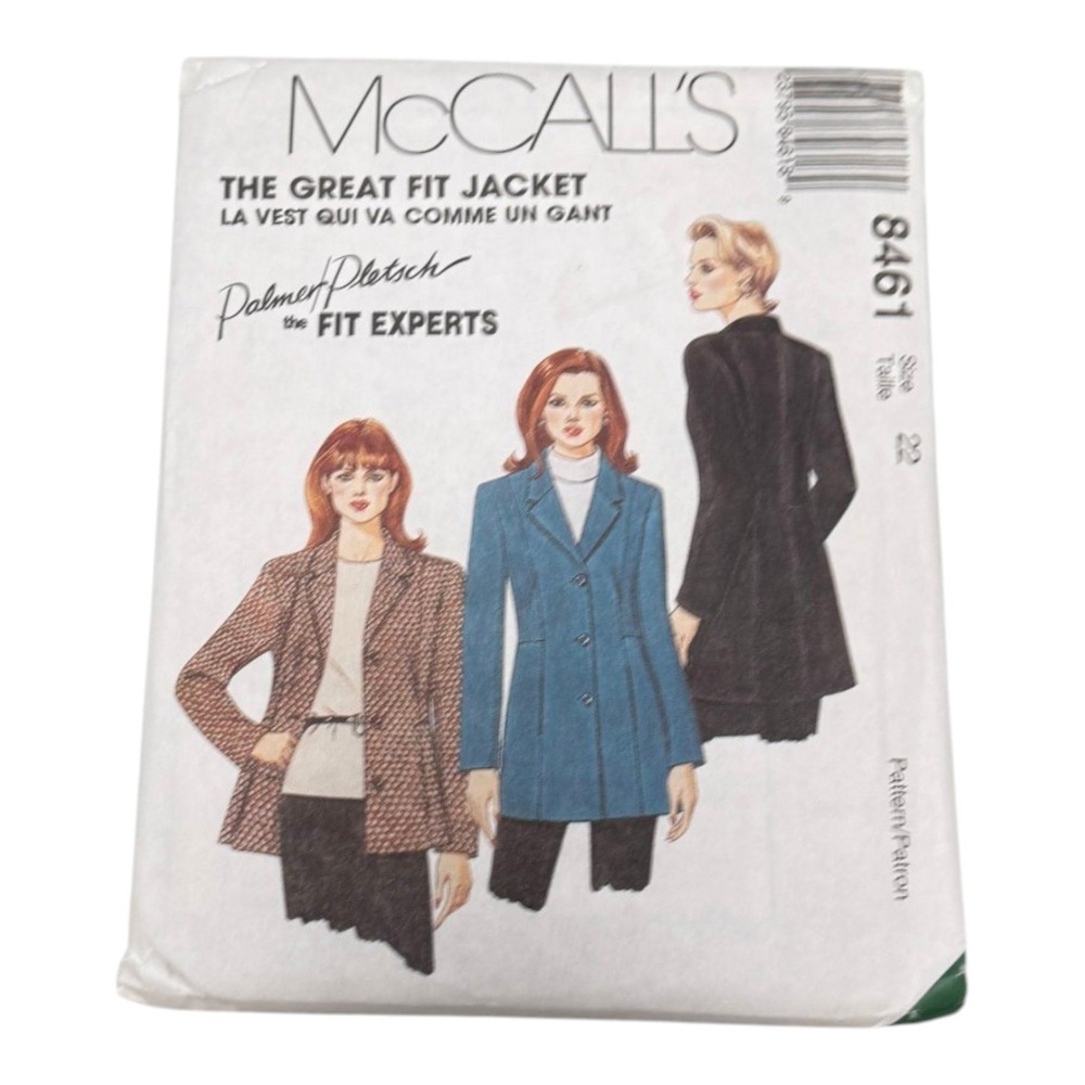 McCalls 8461 The Great Fit Jacket Palmer Pletsch Size 22 Uncut